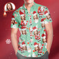 Personalised men's Hawaiian shirt with all-over snowman face print — funny Christmas gift for him
