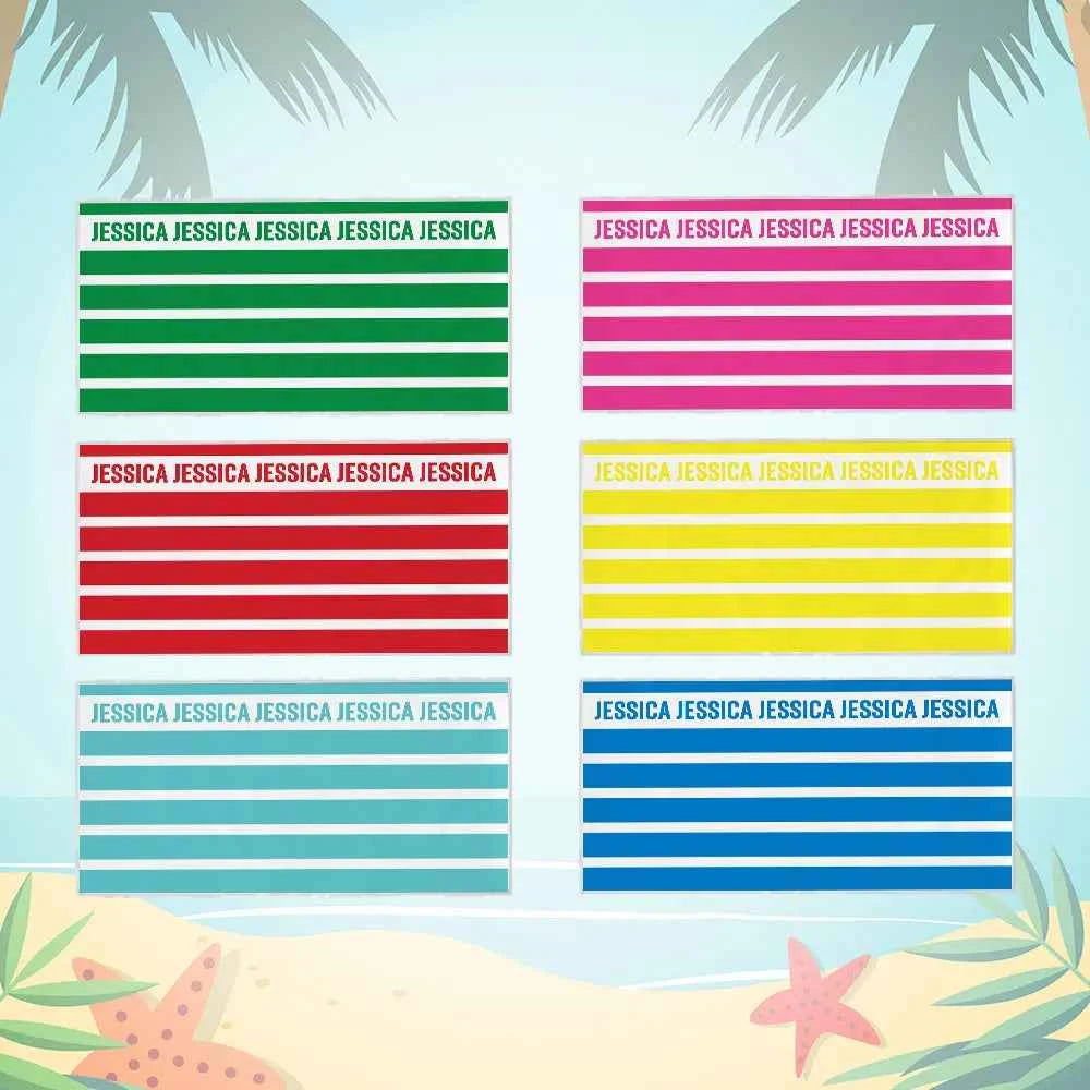 Personalized Stripe Beach Towel with Name Beach Accessories Gift for Family Kids