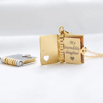 Personalised My Little Star Book Necklace - Engraved Message Locket for Daughter