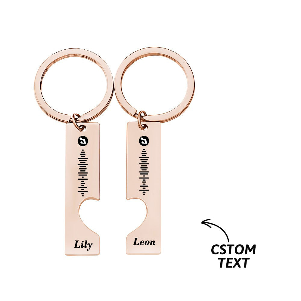 Close‑up showing 3D engraved Spotify scan code on a stainless steel keychain being scanned on a phone – personalised music keyring demo