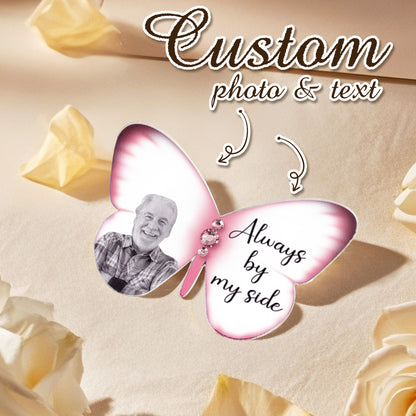 Personalised Acrylic Butterfly Brooch Pin with Photo - Memorial Wedding Gift for Bride