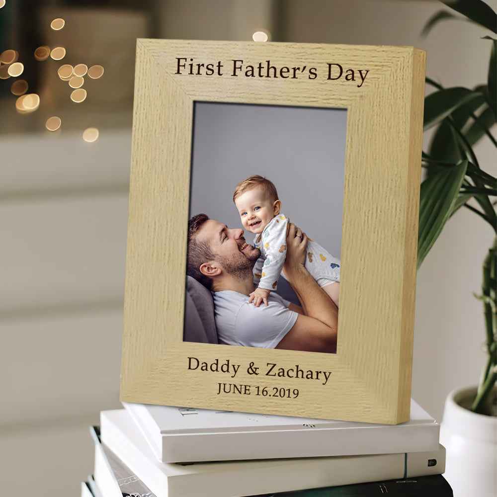 Personalized Photo Frame First Father's Day Wood Picture Frame For New Dad