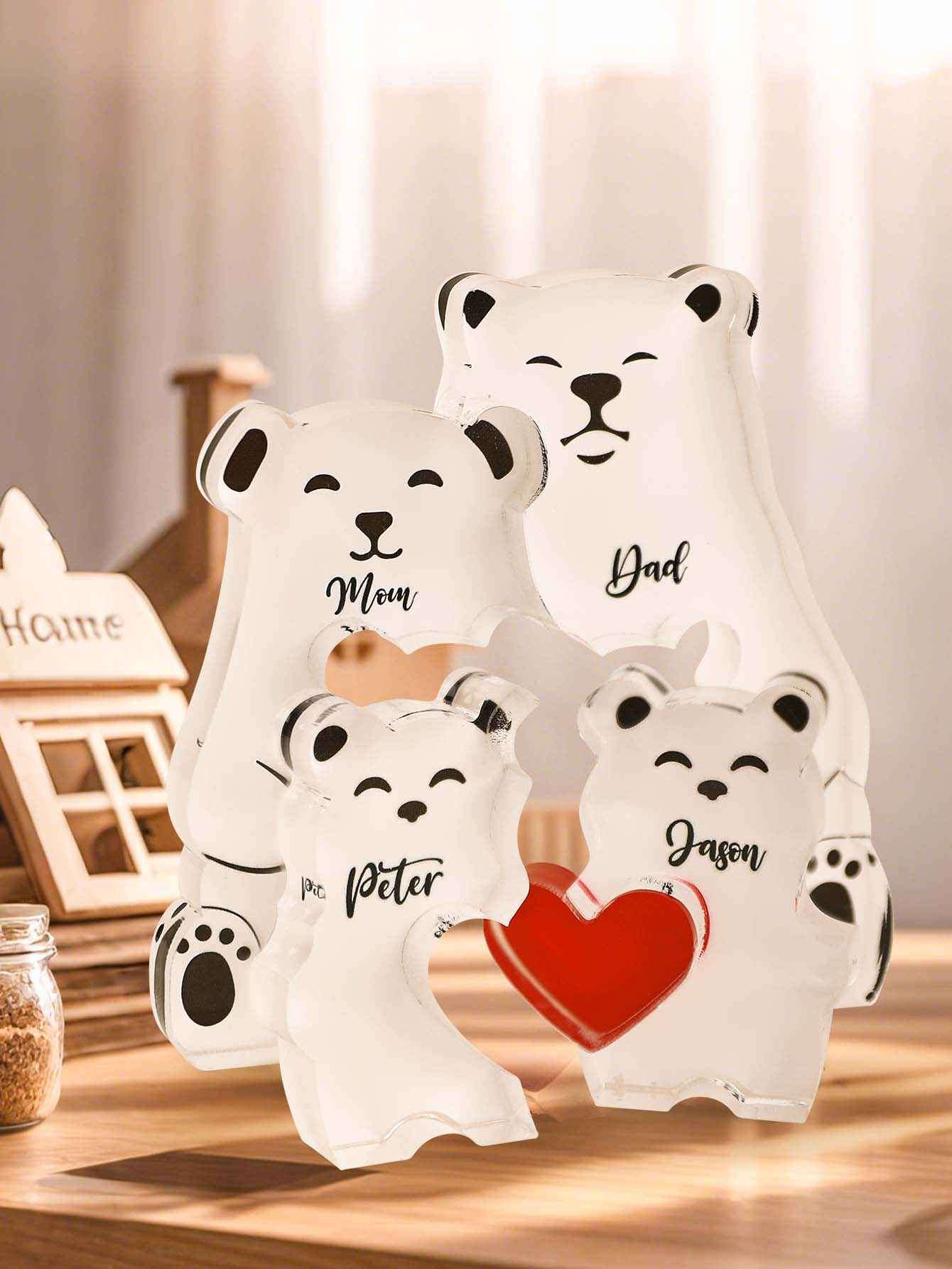 Personalized Bear Puzzle Custom Family Member Names Puzzle Gift for Mother