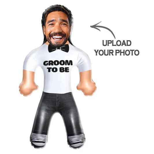 Personalised Inflatable Doll with a custom photo printed on durable PVC, ideal wedding gift for the groom