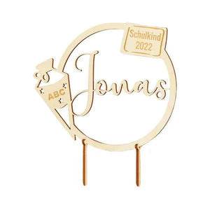 Custom Name Cake Topper Personalized Wooden School Child Cake Decoration