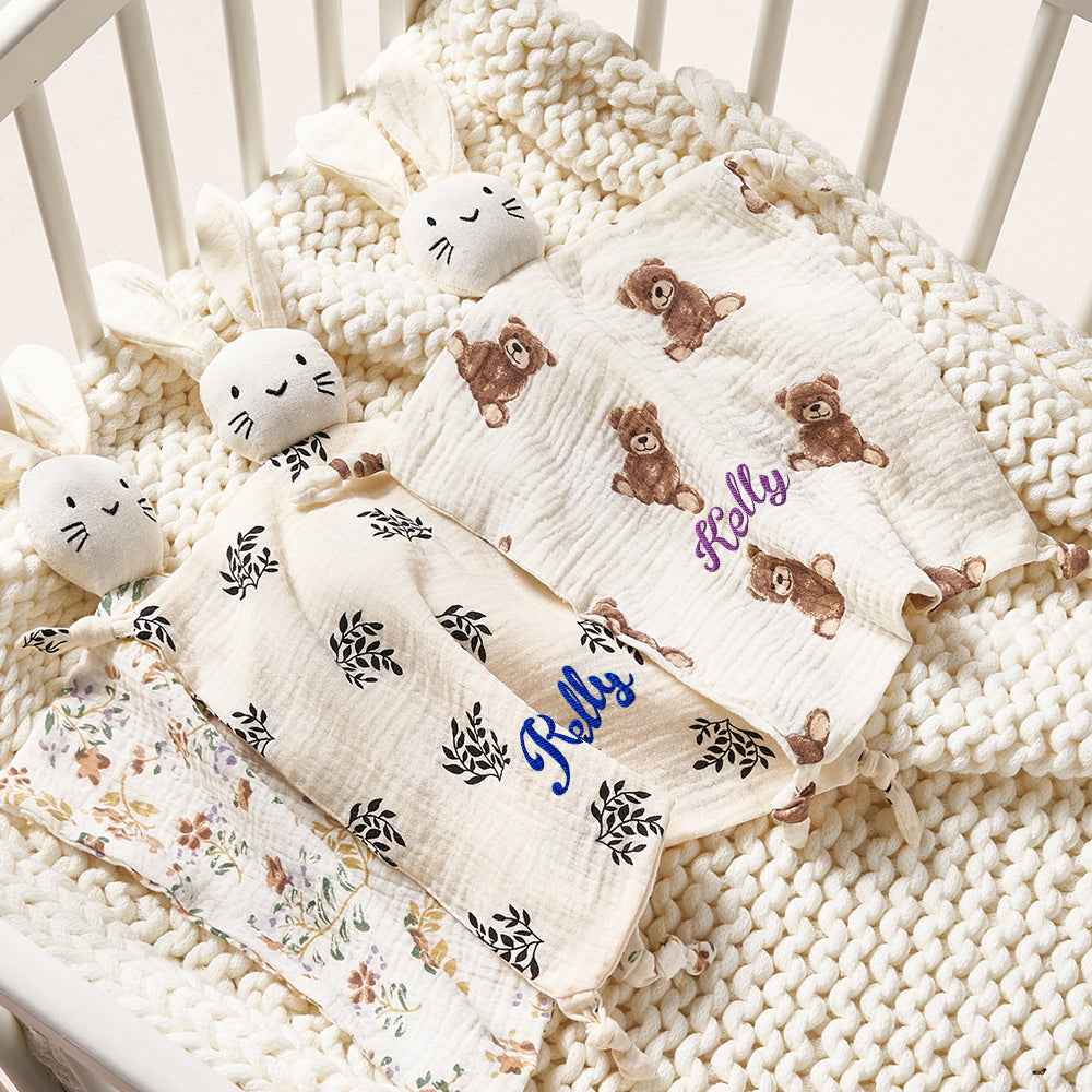 Personalized Soothe Towel Bibs Soft Sleeping Dolls with Embroidered Name Gift for Baby