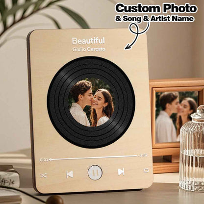 Wooden Music Record Player with Photo Wedding Anniversary Gifts