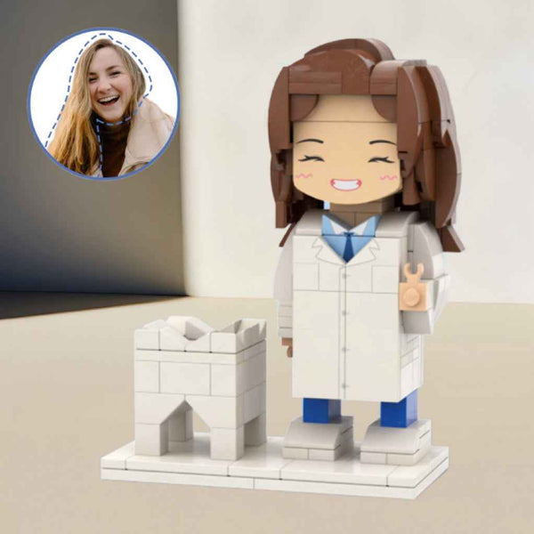 Personalized Head Custom Text Dentist Brick Figures with Tooth Doctor's Day Gift Career Gift