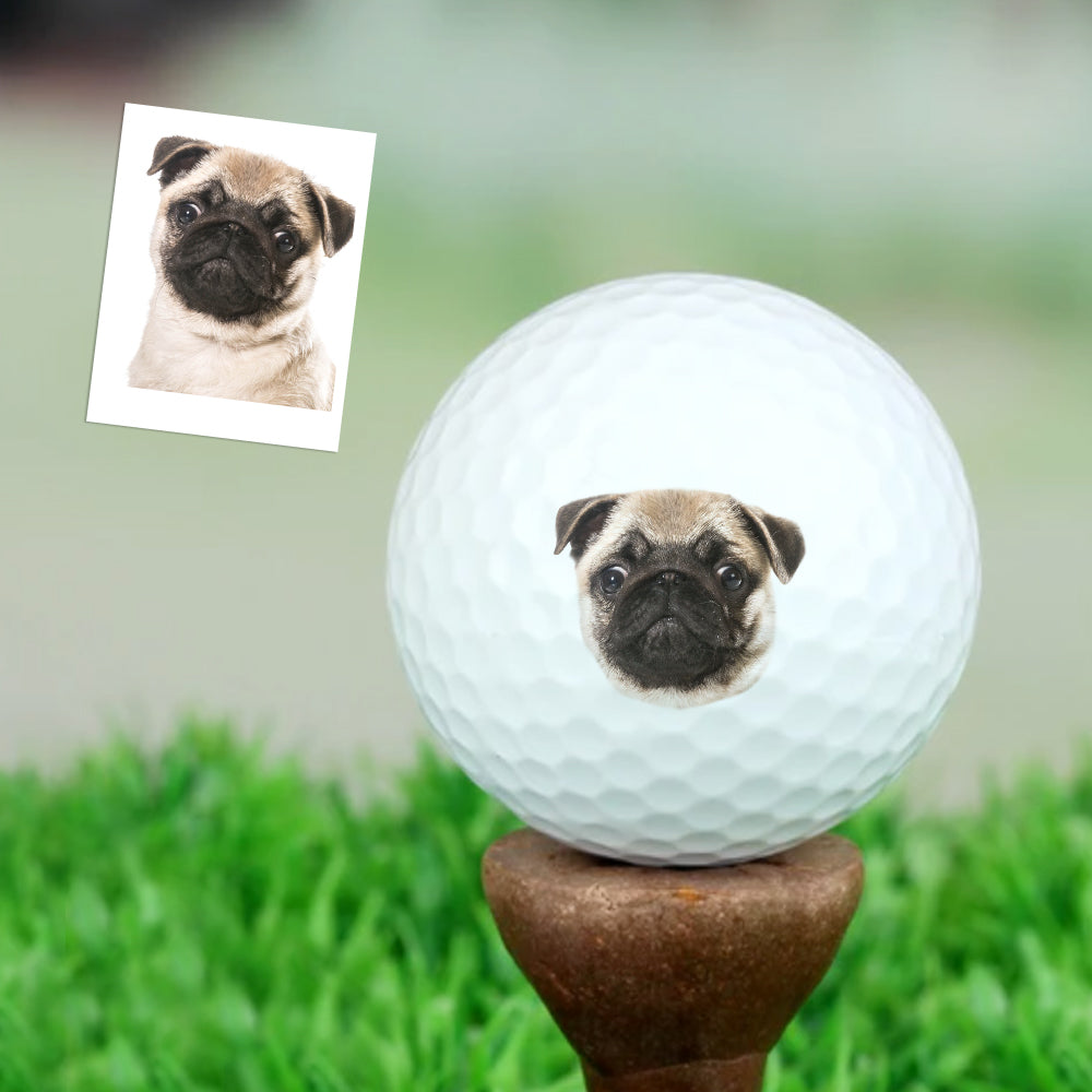 Example personalised golf ball featuring a romantic photo — ideal wedding, Valentine's Day or anniversary gift