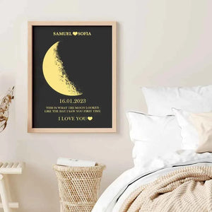 Custom Moon Phase and Names Wooden Frame with Your Text Custom Art Frame Best Valentine's Day Gift for Couple
