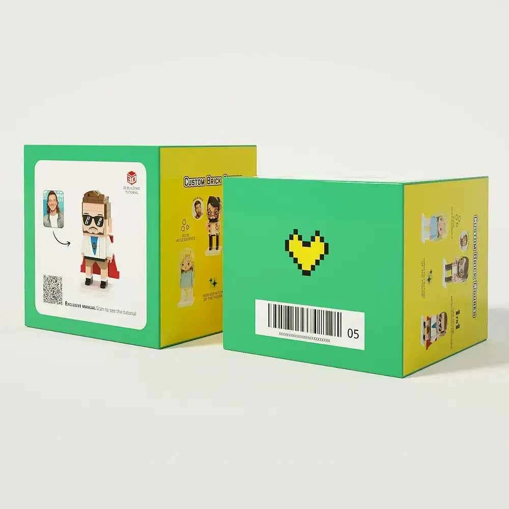 Full Body Custom 1 Person Brick Figures with Frame Personalized Photo Father's Day Gift