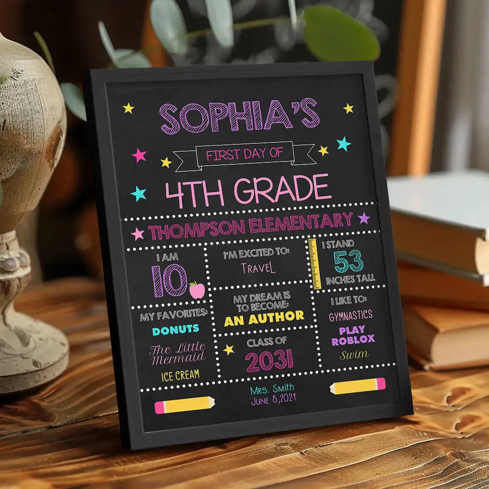 Personalised First Day of School Sign - Custom Wooden Back to School Gift