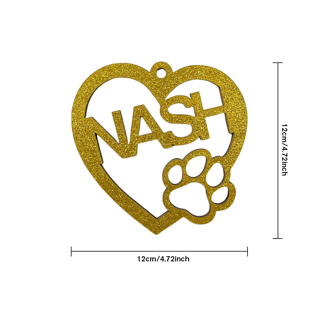 Personalised Wood Heart Dog Paw Name Christmas Ornament - Custom Pet Keepsake