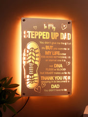 Personalised Stepped Up Dad Mirror Light - Custom Father's Day Gift