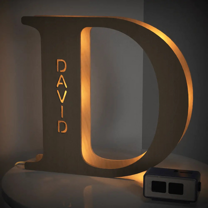 Personalised Wooden Letter Lamp - Custom Name Night Light 19CM - Unique Gift