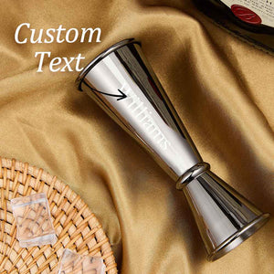 Personalized Engraved Text Stainless Steel Cocktail Jigger Measurements Gift for Bartender