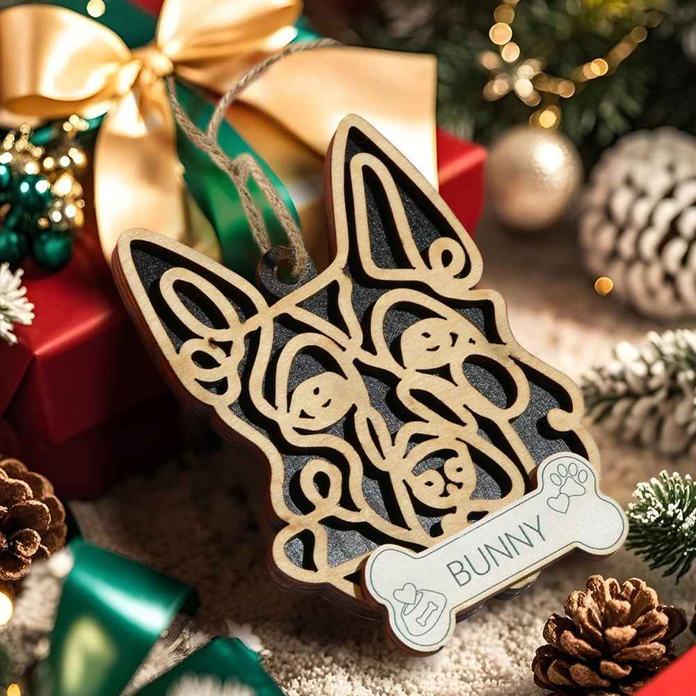 Personalized Line Art Dog with Name Christmas Ornament Christmas Gift for Dog Lover