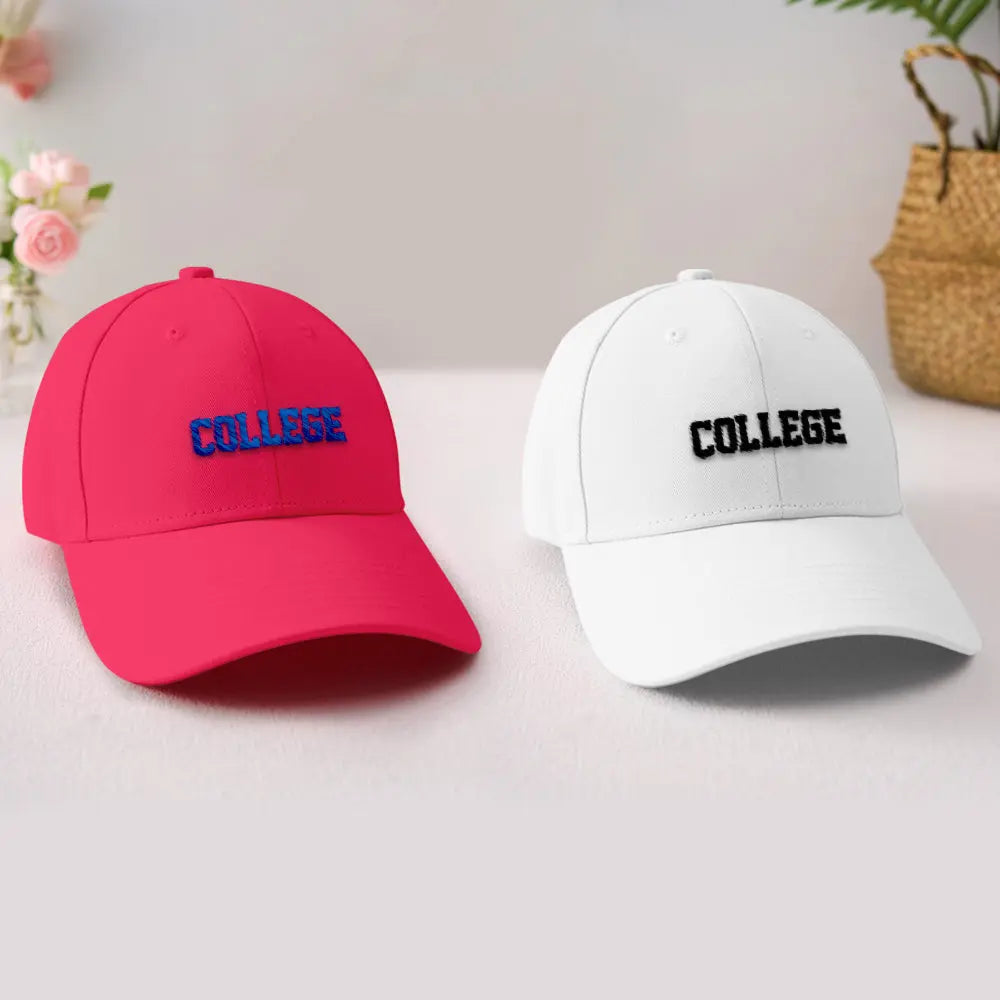 Close‑up of name customisation on cap — clear high‑resolution printing and embroidery options for personalised caps