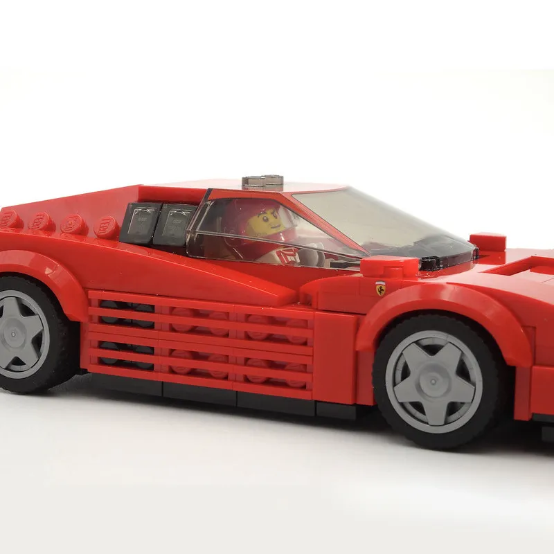 Ferrari Testarossa Creative Building Blocks - Custom Racing Car Brick Set with Figures