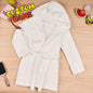 Folded personalised baby dressing gown with embroidered name ready as a thoughtful newborn keepsake or baby shower present