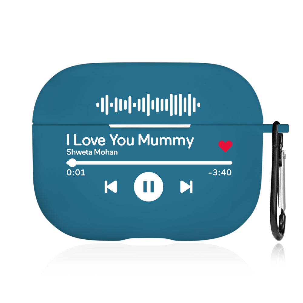 Side view of Personalised Photo AirPods Case with photo print and engraved text