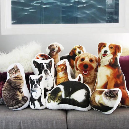 Custom Pet Photo Pillow | Personalised 3D Pet Portrait Cushion