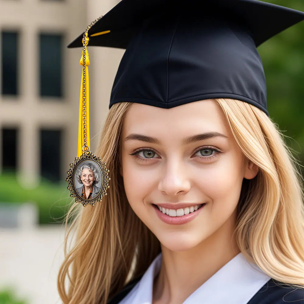 Personalised Wedding Bouquet & Graduation Cap Photo Charm with Engraving