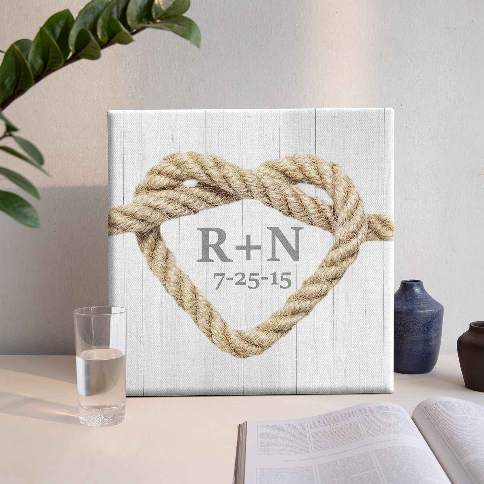 Personalized Square Canvas Wall Art – Custom Letters & Special Date