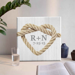 Personalized Square Canvas Wall Art – Custom Letters & Special Date