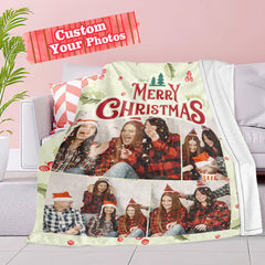 Personalised Christmas Photo Blanket - Custom Text & Image Throw