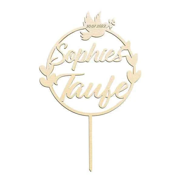 Custom Name Cake Topper Personalized Dove Wooden Couple Cake Decoration