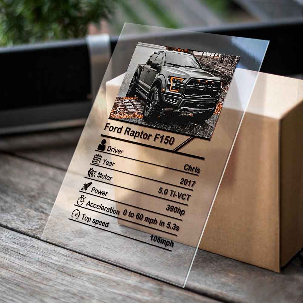 Personalized Photo Acrylic Plaque Custom Car Information Table Decor Ornament - 12*16cm