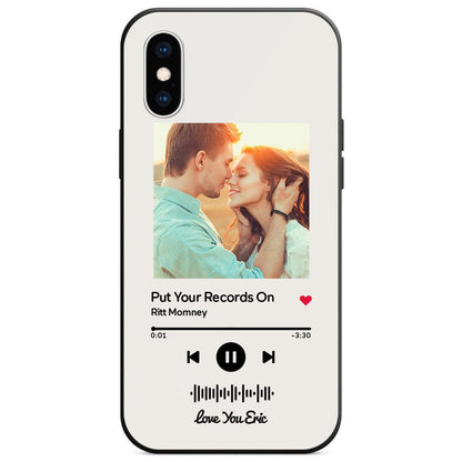 Custom Scannable Music Code Glass iPhone Case - Personalised Photo & Music