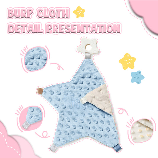 Personalised star-shaped baby comforter in soft cotton with embroidered name — 26cm keepsake comforter for newborns and baby showers