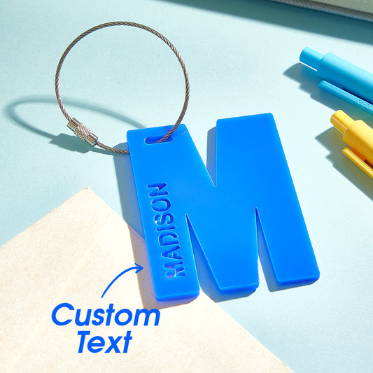 Personalised acrylic name tag for backpack and luggage, clear 7×5cm kids' school name tag with custom printed name, durable and lightweight