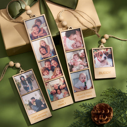 Personalised Photo Christmas Ornament in Wooden Frame - Custom Christmas Gift