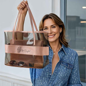 Personalized Birth Flower Clear Tote Bag with Name Birthday Bridesmaid Gift for Her