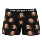 Model wearing personalised photo boxer shorts — custom printed men's underwear, ideal funny gift for him or groomsmen