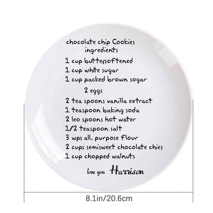 Dropshipping Chocolate Chip Cookies Ingredients Plates Custom Name Round Dinner Plates