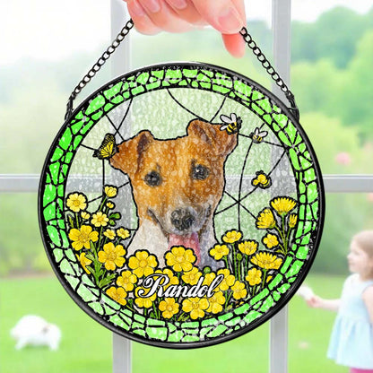 Personalised Pet Portrait Stained Glass Suncatcher - Custom Memorial Gift for Dog & Cat Lovers