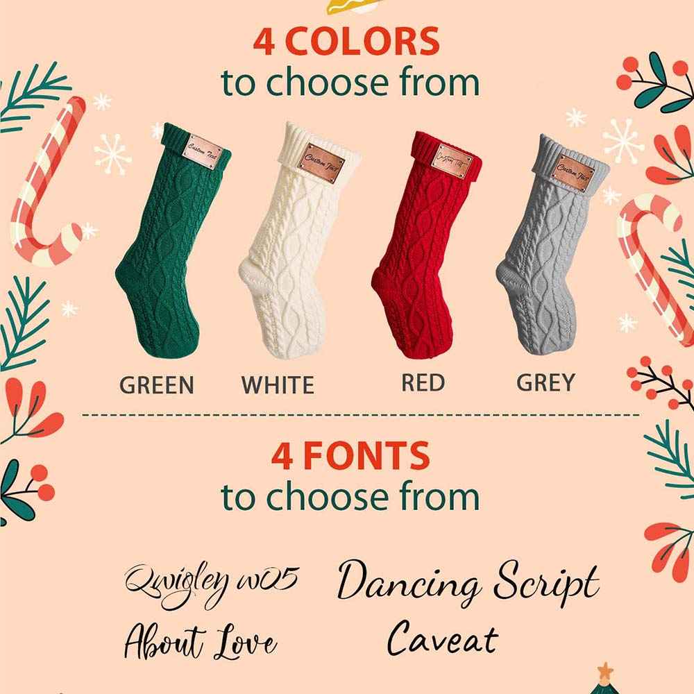 Custom Christmas Stocking Ornament with Personalized Text PU Leather Tag – Holiday & Home Decoration