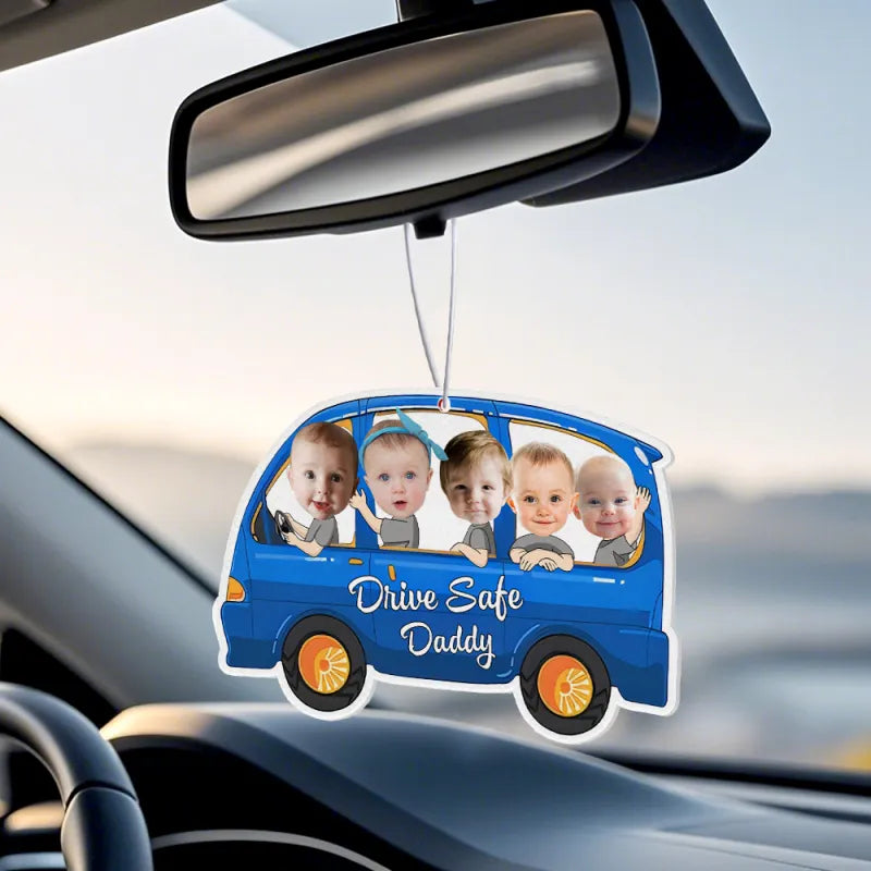 Personalised Drive Safe Car Air Freshener | Custom Felt Mirror Hanging | Gift for Dad
