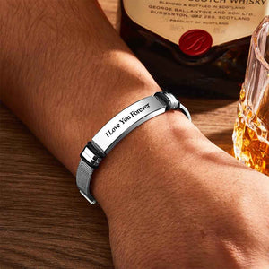 Personalized Engraved Text Black Bracelet