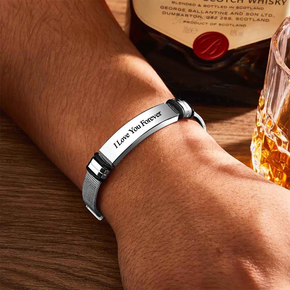 Personalized Engraved Text Black Bracelet