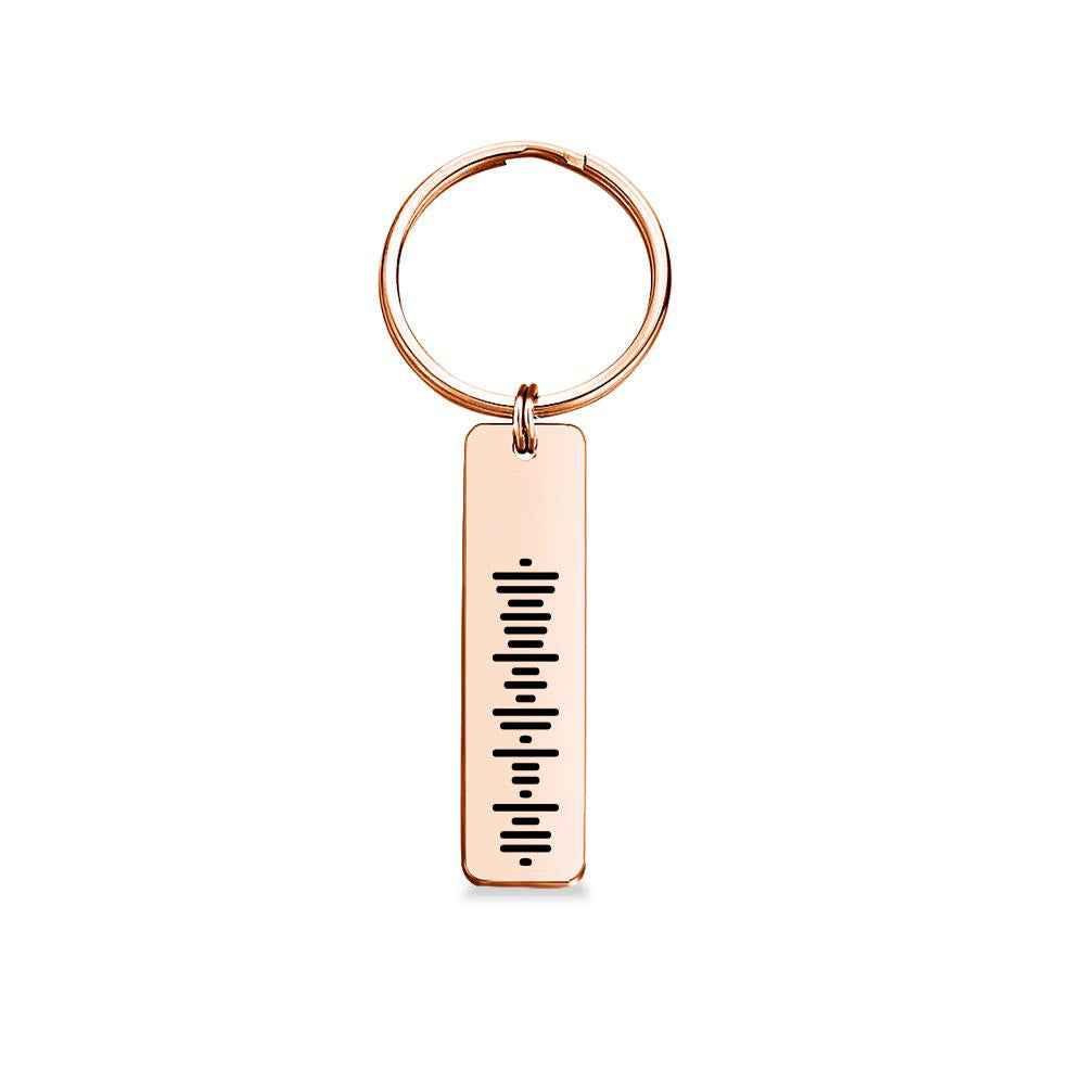 Single Side Engraved Stainless Steel Scannable Code Music Keychain