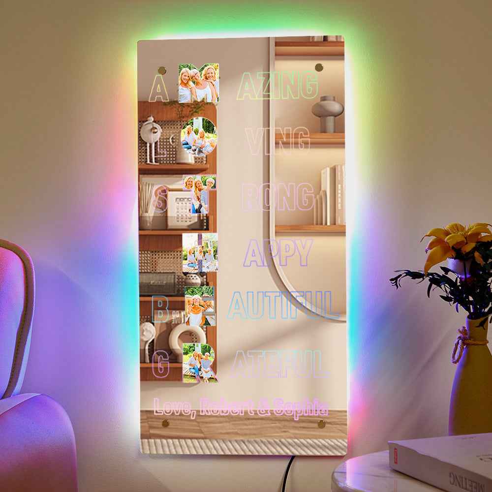 Personalized Photo Mirror Light Amazing Mother's Mirror Lamp Mother's Day Gifts for Mom