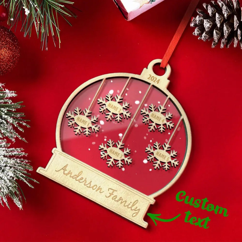 Personalised Wooden Family Christmas Ornament - Custom Engraved Name Bauble