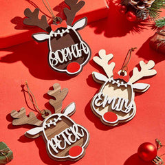 Personalized Reindeer Ornament with Name Christmas Tree Decorations Gift