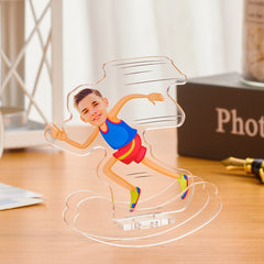 Personalised Running Man Acrylic Desktop Tumbler Stand with Custom Photo