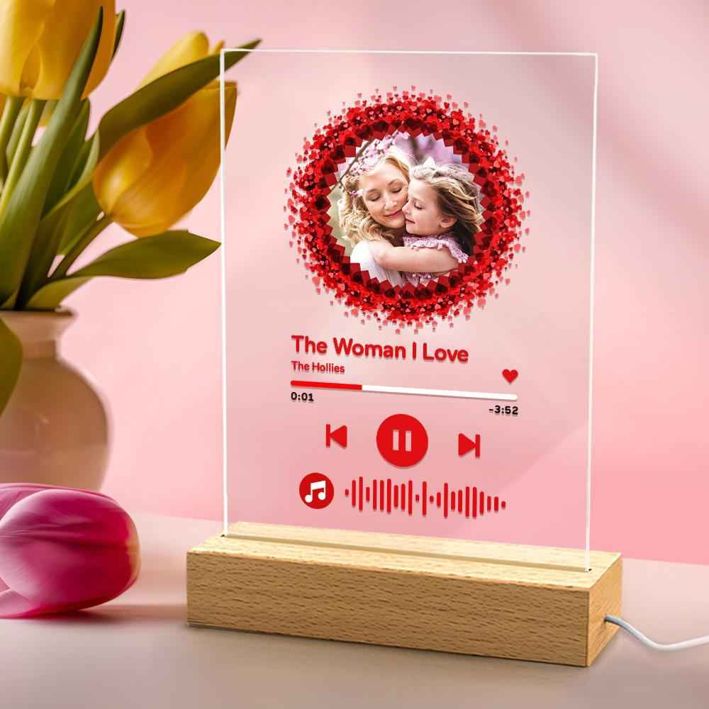 Custom Photo Can't Stop Love Scannable Music Code Music Plaque Night Light Personalized Acrylic Photo Gift For Mom